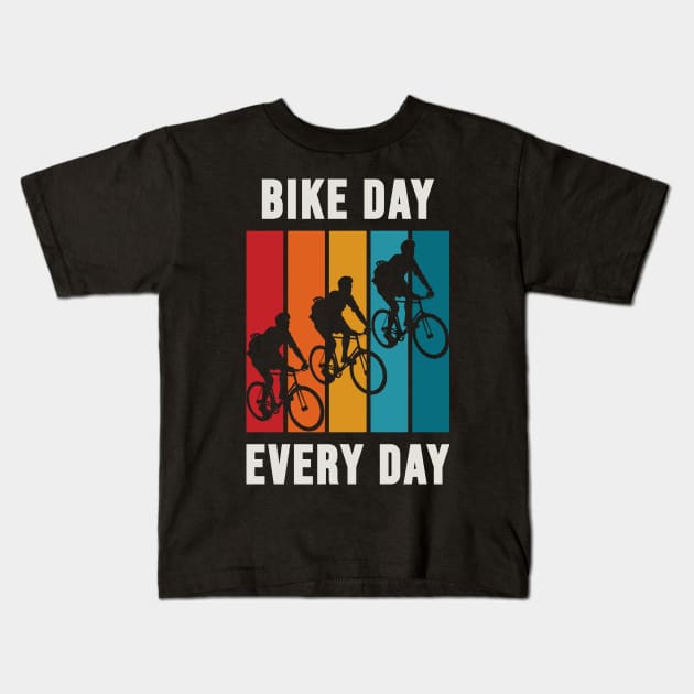 Bike Day Everyday Kids T-Shirt by silly bike